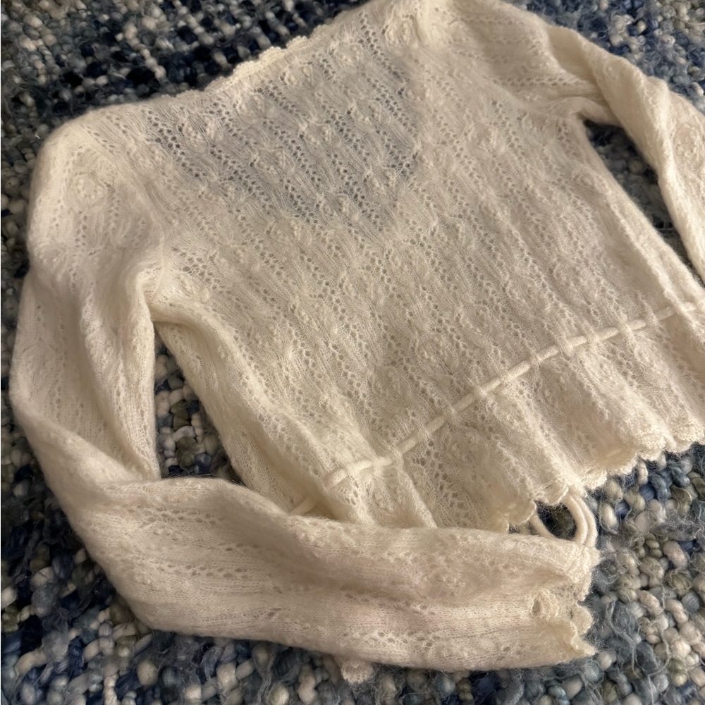 Sezane Soft Lace-Knit Cardigan in Pale Pink - Picture 12 of 12
